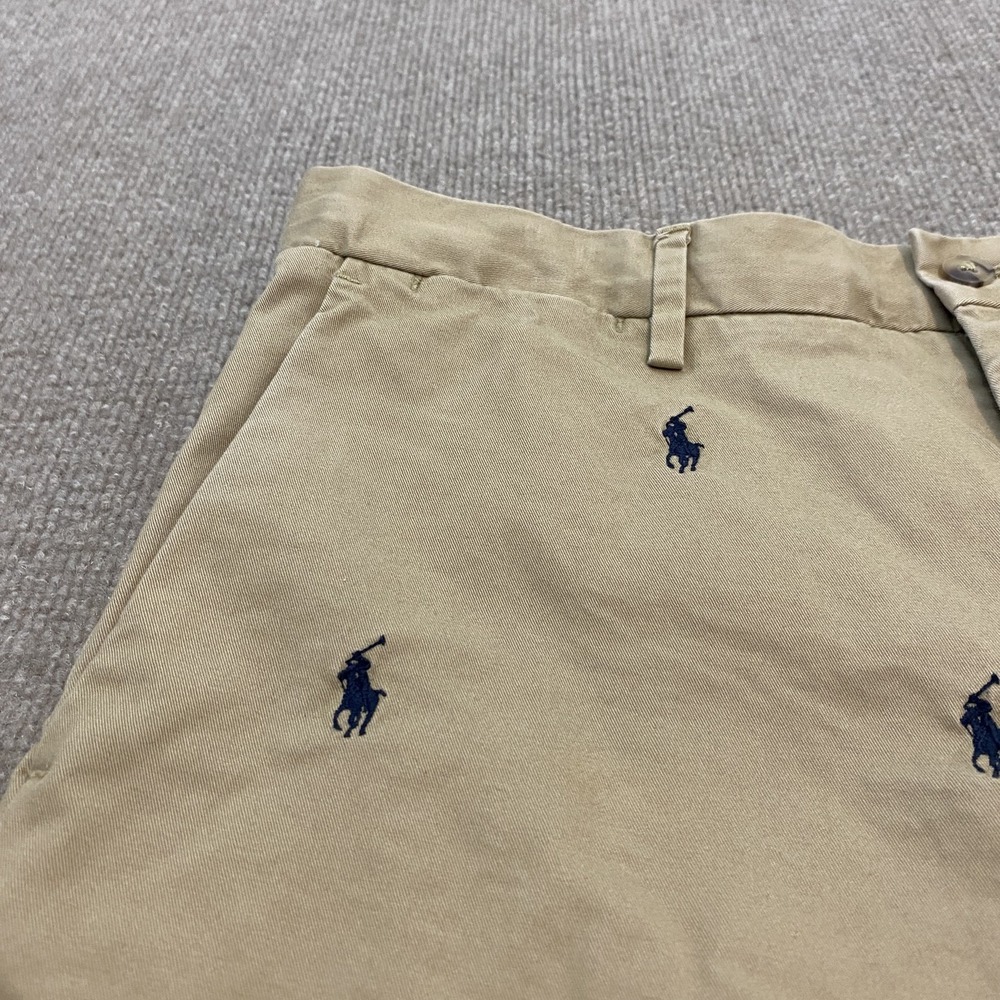Polo Ralph Lauren Shorts Mens 32 Beige Embroidered Logo Stretch Chino 9" Inseam - Picture 2 of 9
